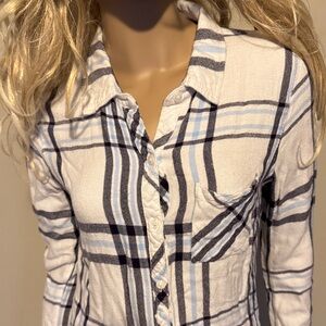 Rails Blue and White Plaid Button Down Shirt